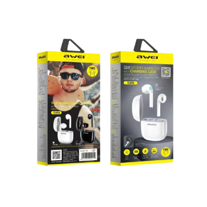Ασύρματα ακουστικά Bluetooth με θήκη φόρτισης - T28 - Awei - 888889 - Black - Image 2