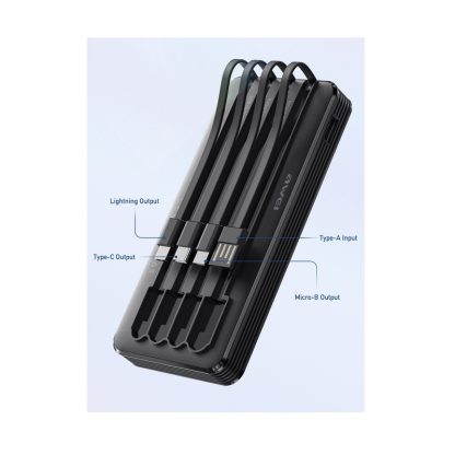 Powerbank - P133K - 10.000mah - 4in1 - AWEI - 888599 - Black - Image 2
