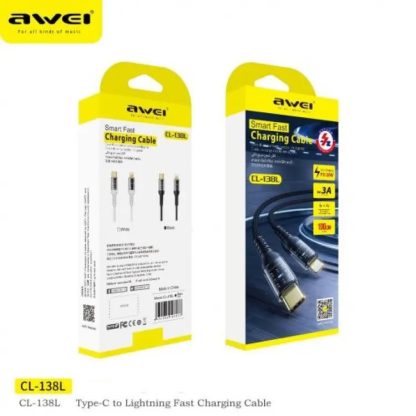 Καλώδιο φόρτισης & data - Type-C to Lightning - Fast Charge - CL-138L - 60W - AWEI - 887882 - Image 3