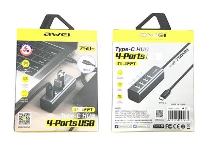 Αντάπτορας USB 2.0 Hub με 4 θύρες - Type-C - CL-122T - AWEI - 888070 - Image 3