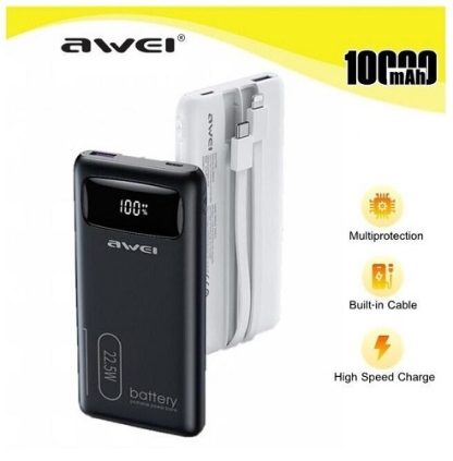 Powerbank - 10.000mah -  P168K - 22.5W - AWEI - 888551 - Black - Image 2