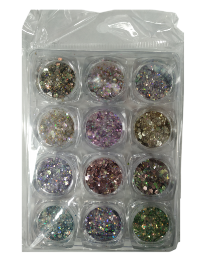 Σετ Glitter νυχιών Nail Art - Παλέτα - Glitter DJ - 12pcs - 910570 - Image 2