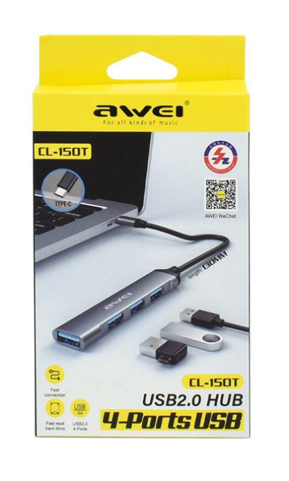 Αντάπτορας USB Hub με 4 θύρες - CL-150T - USB Type-C - AWEI - 888056 - Image 2