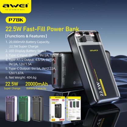 Powerbank - 20.000mah - P78K - 22.5W - AWEI - 004855 - Image 3