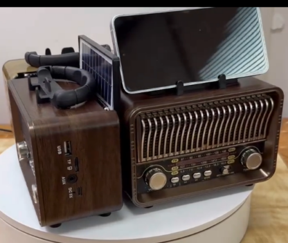 Επαναφορτιζόμενο ραδιόφωνο Retro με ηλιακό πάνελ - MD-1232 BTS - 020115 - Gold - Image 2