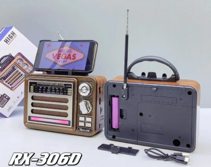 Επαναφορτιζόμενο ραδιόφωνο Retro - RX-306D - 370045 - Gold - Image 2