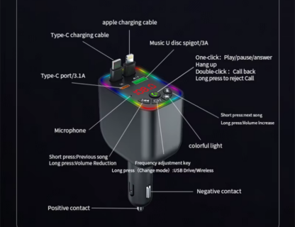 Transmitter αυτοκινήτου Bluetooth με 2 καλώδια φόρτισης - Y5 - 811763 - Image 2