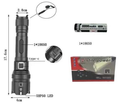 Επαναφορτιζόμενος φακός LED - L8-P50 - 180094 - Image 2