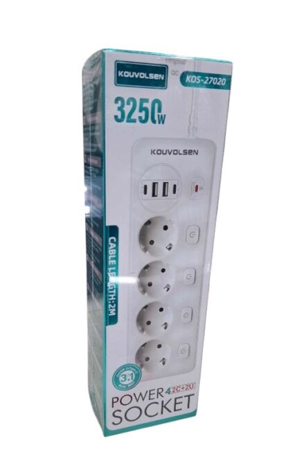Πολύπριζο 4 θέσεων με διακόπτες & θύρες USB - KOS-27020EU - 270209 - Image 2